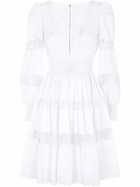 Rochie maxi Dolce & Gabbana din dantelă lungă de costum alb