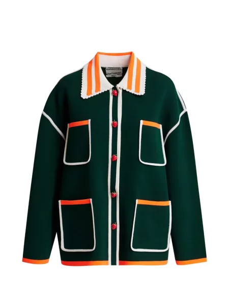 Cardigan Essentiel Antwerp cu broderie din dantelă verde