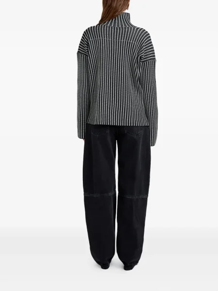 Pulover Proenza Schouler White Label cu dungi tricotate alb