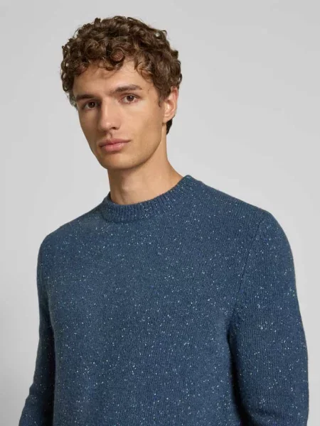 Sweter z dzianiny z mieszanki wełny Christian Berg Men granatowy