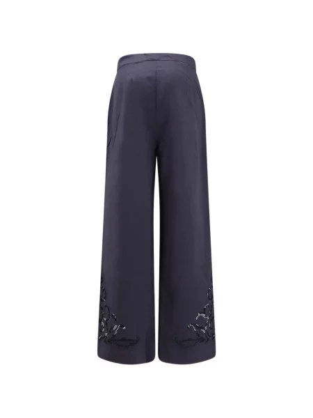 Pantaloni Scarlett Poppies cu broderie albastru