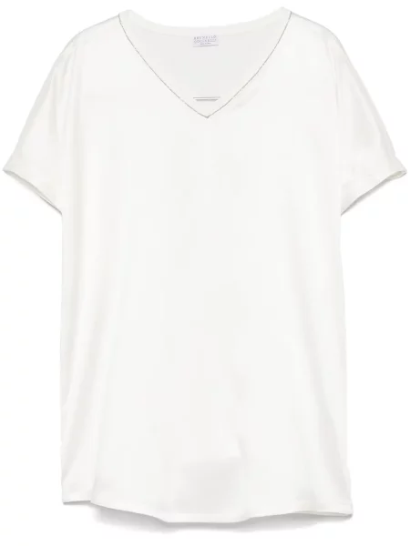 Bluză Brunello Cucinelli din satin alb