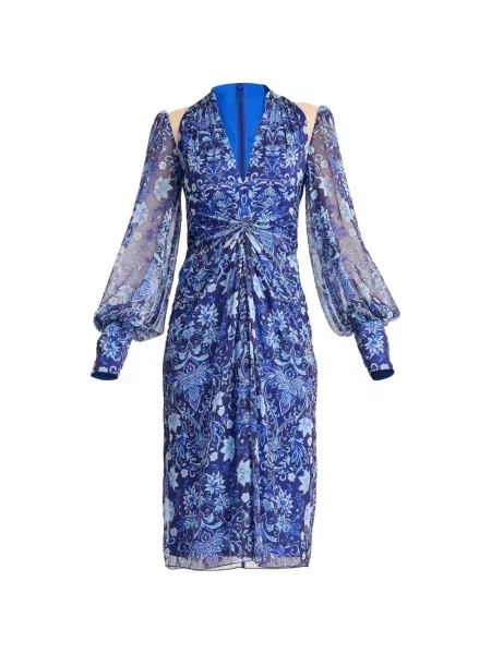 Rochie midi Tadashi Shoji cu model floral cu imagine albastru