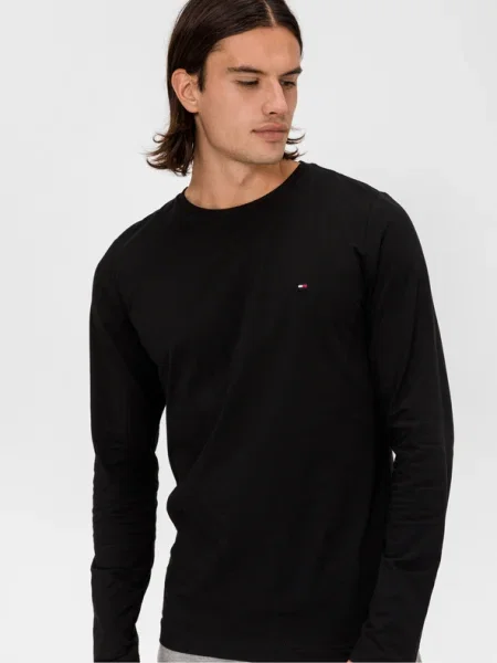 Tommy Hilfiger Stretch Slim Fit Long Sleeve Tricou negru