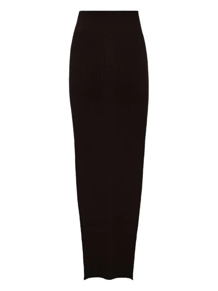 Dzianinowa maksi spódnica maxi Rick Owens prążkowana brązowa