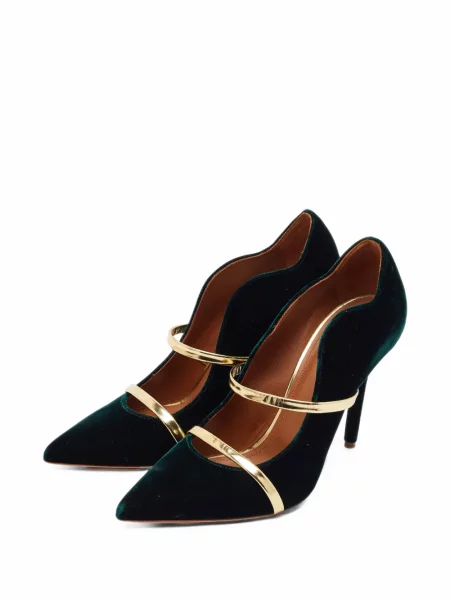 Pantofi cu toc Malone Souliers de catifea verde