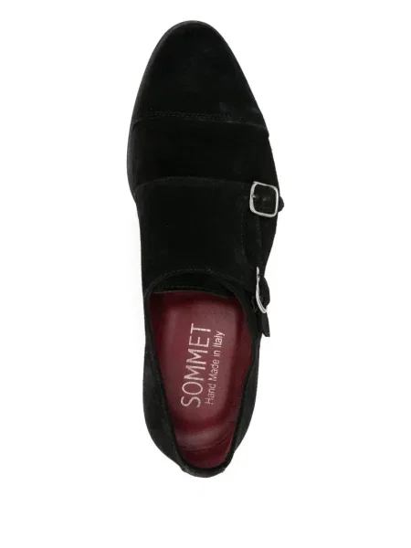 Pantofi Sommet din piele de căprioară cu cataramă negru