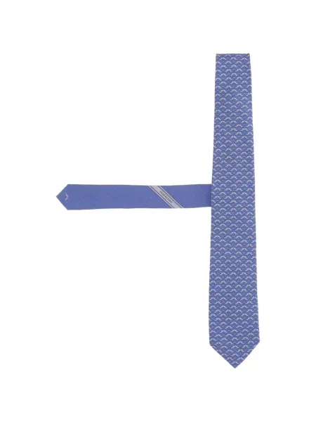 Cravată Ferragamo de mătase cu imagine cu imprimeu geometric albastru