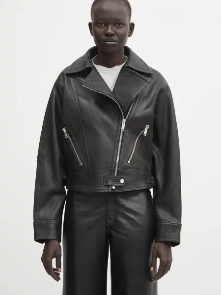 Anine Bing geacă ramones de piele julie de tranziție oversize negru