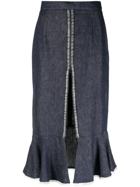 Midi spódnica midi Gemy Maalouf z rozcieciem niebieska