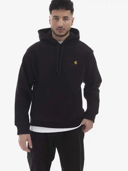 Hanorac cu glugă Carhartt Wip cu broderie cu glugă negru