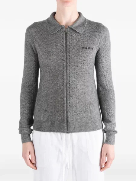 Cardigan Miu Miu de mătase gri