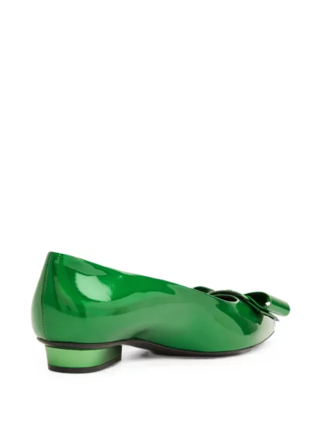 Pantofi cu toc Ferragamo cu funde verde