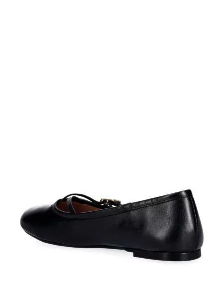 Balerini Love Moschino cu motiv cu inimi cu bretele negru