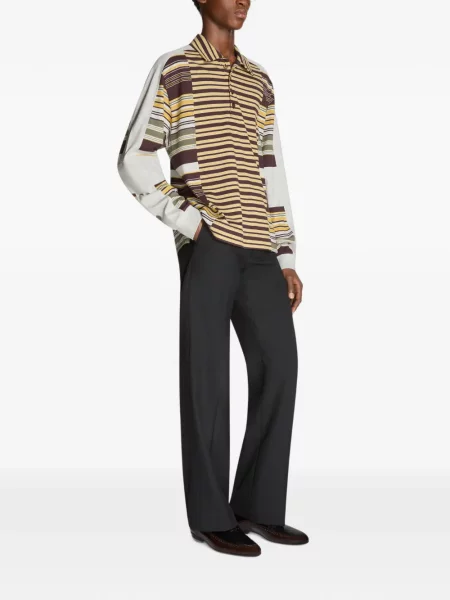 Tricou polo Dries Van Noten cu dungi galben