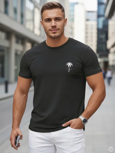 T-shirt z nadrukiem Dstreet czarny