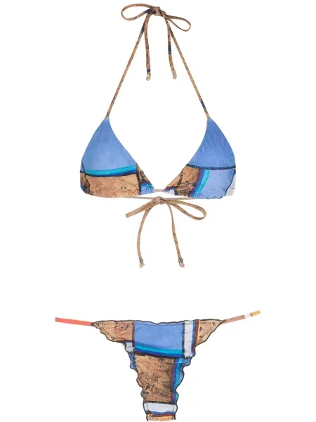 Bikini Amir Slama cu dungi cu imagine albastru