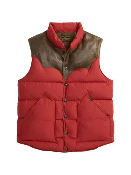 Kožená prošívaný vesta Ralph Lauren Rrl červená