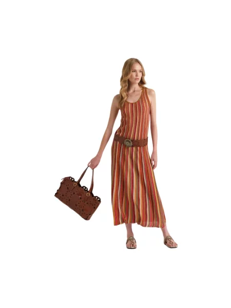 Wielobarwność sukienka Maliparmi w paski garniturowa