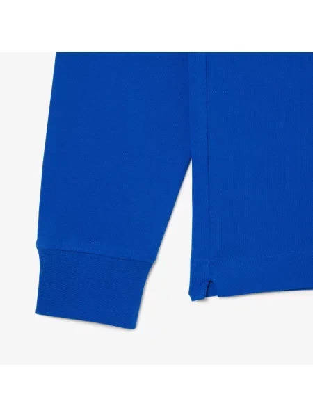 Lacoste Koszulka Polo Z Długim Rękawem Smart Paris Z Elastycznej Bawełny niebieska