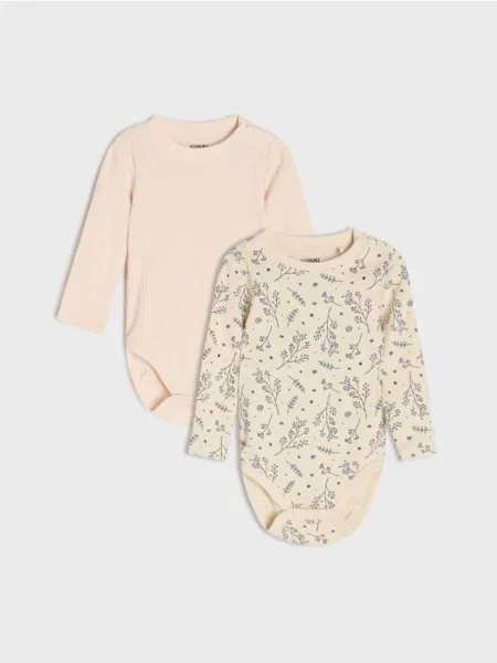 Sinsay body s rostlinným motivem 2 pack béžová
