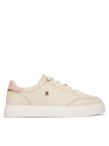 Sneakerși Tommy Hilfiger din piele bej