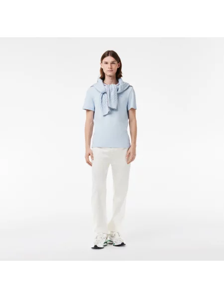 Lacoste T-Shirt Ze Stretchem Piqué I Kołnierzykiem W Paski niebieska