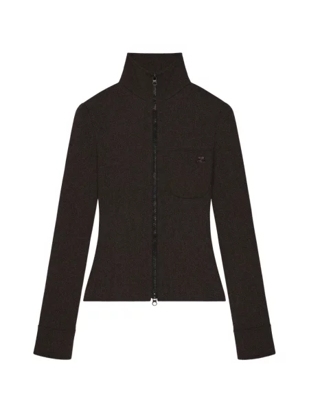 Cardigan Courreges din țesătură twill maro
