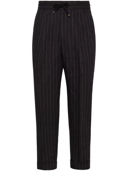 Pantaloni Brunello Cucinelli de in cu dungi negru