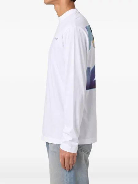 Lung tricou Off-white cu imagine alb
