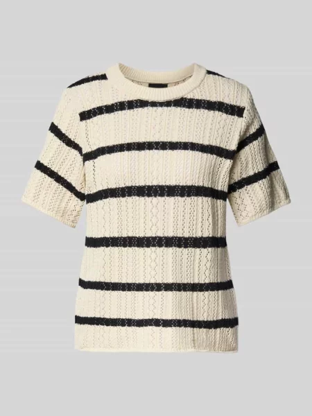 T-shirt o kroju regular fit z dzianiny z czystej bawełny Pieces beżowa