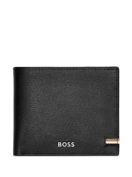 Portofel Boss din piele cu imagine negru