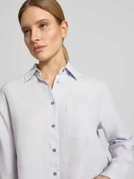 Bluzka koszulowa o kroju relaxed fit z czystego lnu Marc O'polo niebieska