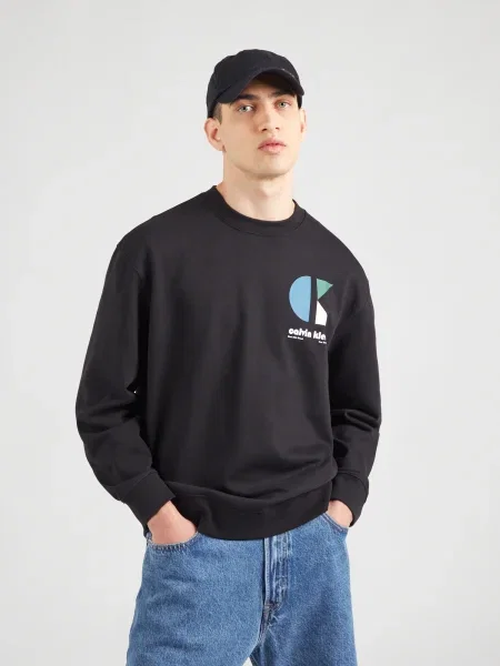 Calvin Klein Jeans Mikina svetlomodrá / trstinová biela čierna