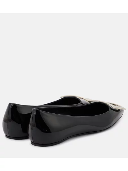 Kožené lakované baleríny Roger Vivier čierna