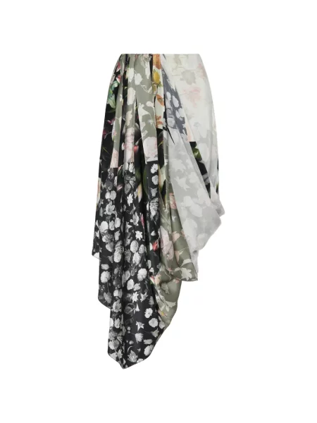 Fustă Maison Margiela cu model floral drapată negru