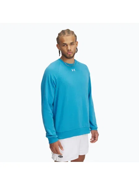Мъжки суитшърт Under Armour Rival Fleece Crew ether blue/white бяло