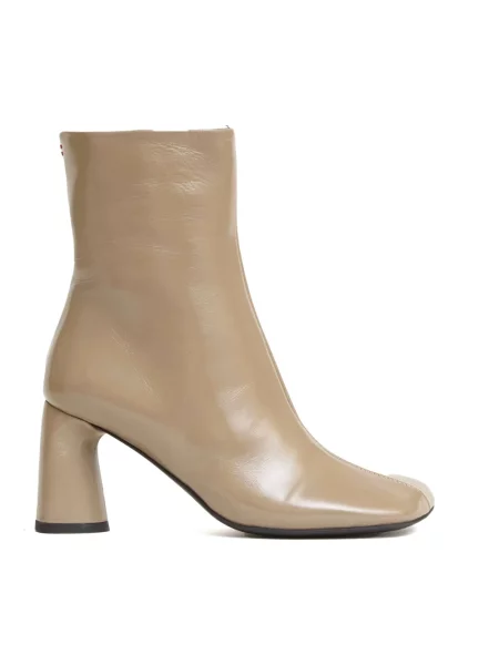 Buty do kostki Halmanera skórzane beżowe
