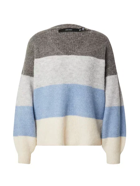 VERO MODA Pulover VMDEsma crem / albastru deschis / deschis / amestecat gri