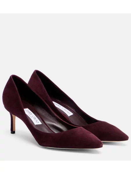 Pantofi cu toc Jimmy Choo din piele de căprioară bordo