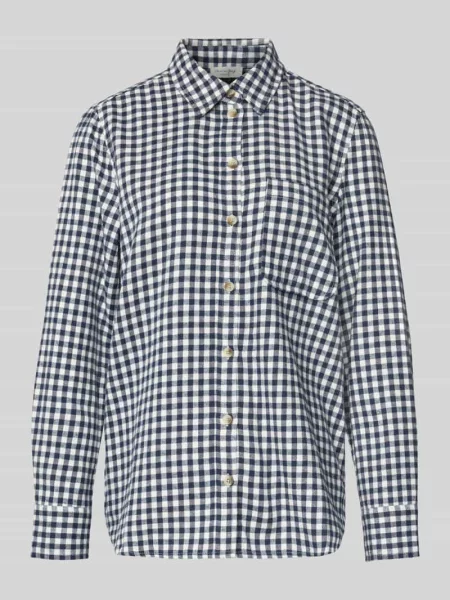 Bluzka koszulowa o kroju regular fit z kieszenią na piersi Christian Berg Woman niebieska