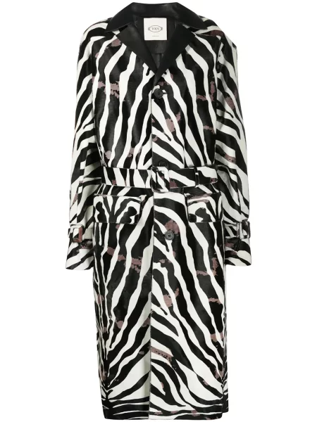 Trencz Tod's z nadrukiem w zebrę czarny