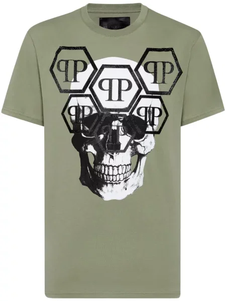 Tricou Philipp Plein cu strasuri verde