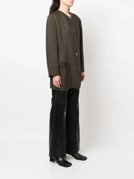 Kostkovaná bunda Giorgio Armani Pre-owned hnědá
