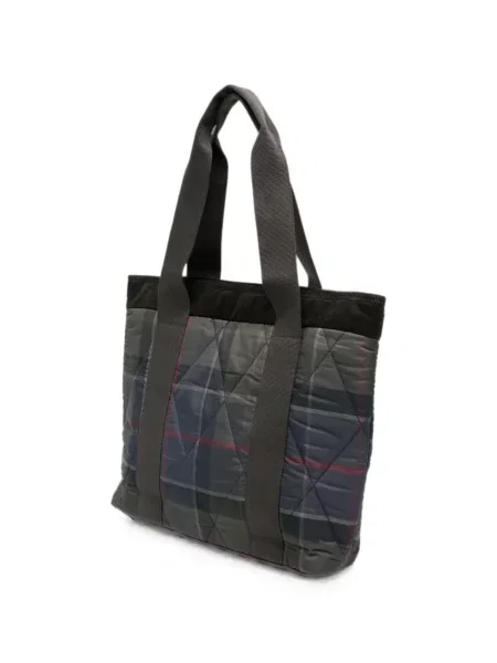 Καρό καπιτονέ τσάντα shopper Barbour με σχέδιο γκρι