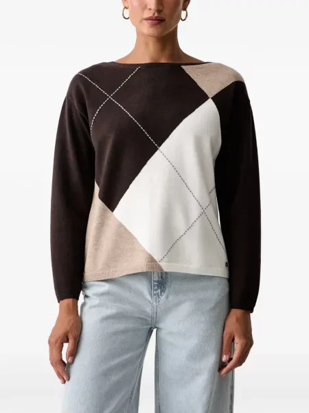 Pulover Joseph Ribkoff cu model argyle maro