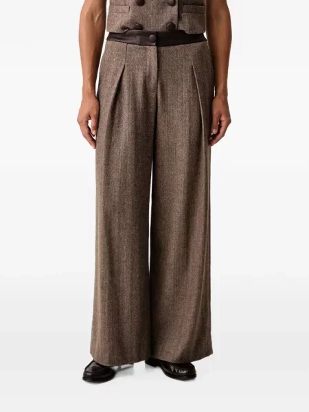 Kožne hlače Armani Exchange s herringbone uzorkom smeđa