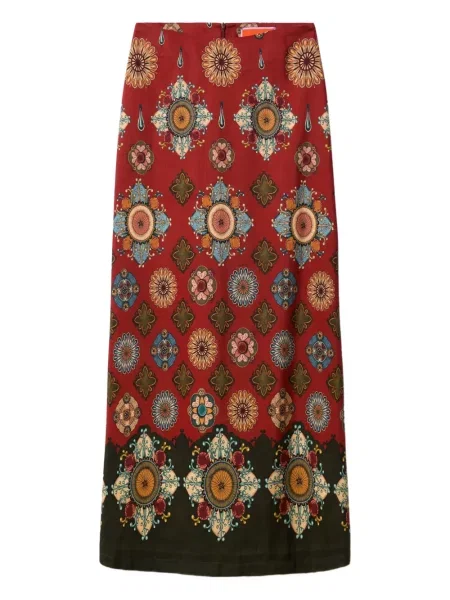 Fustă midi La Doublej cu model floral cu imagine până la genunchi roșu