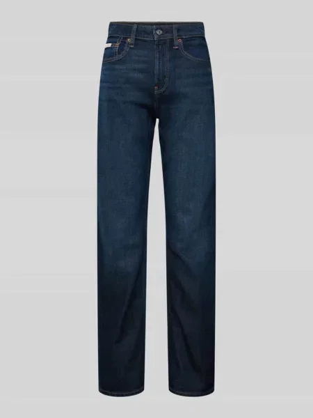 Jeansy o kroju straight fit z wysokim stanem i detalem z logo Calvin Klein Jeans granatowe