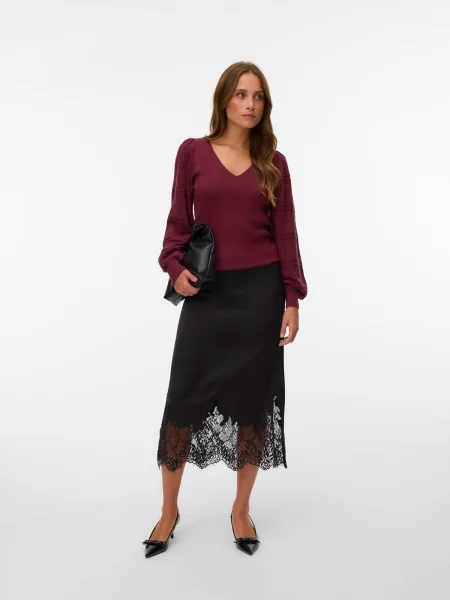 VERO MODA Pulover VMNewlimone bordeaux roșu